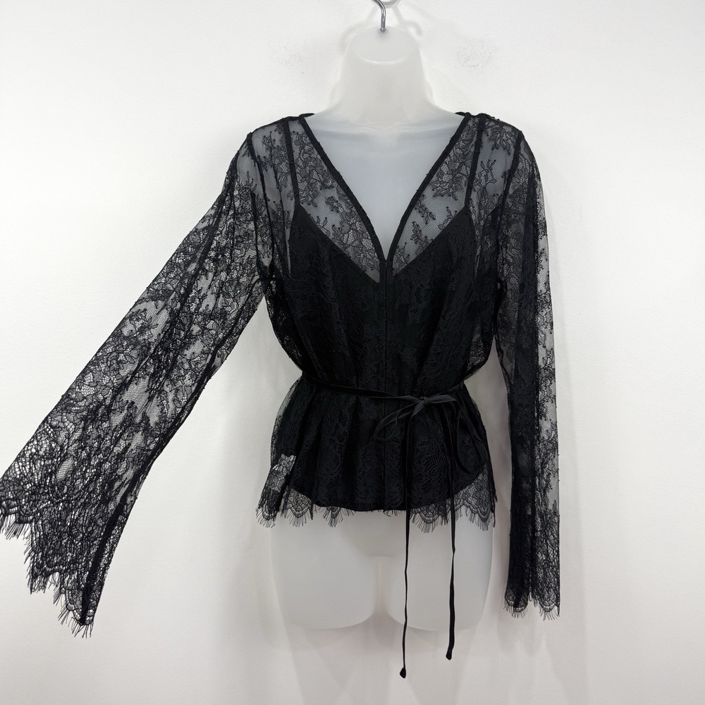 Loft Chantilly Lace‎ Top 6 NWT Velvet Tie Witchy Whimsigoth Fairy Grunge Sheer